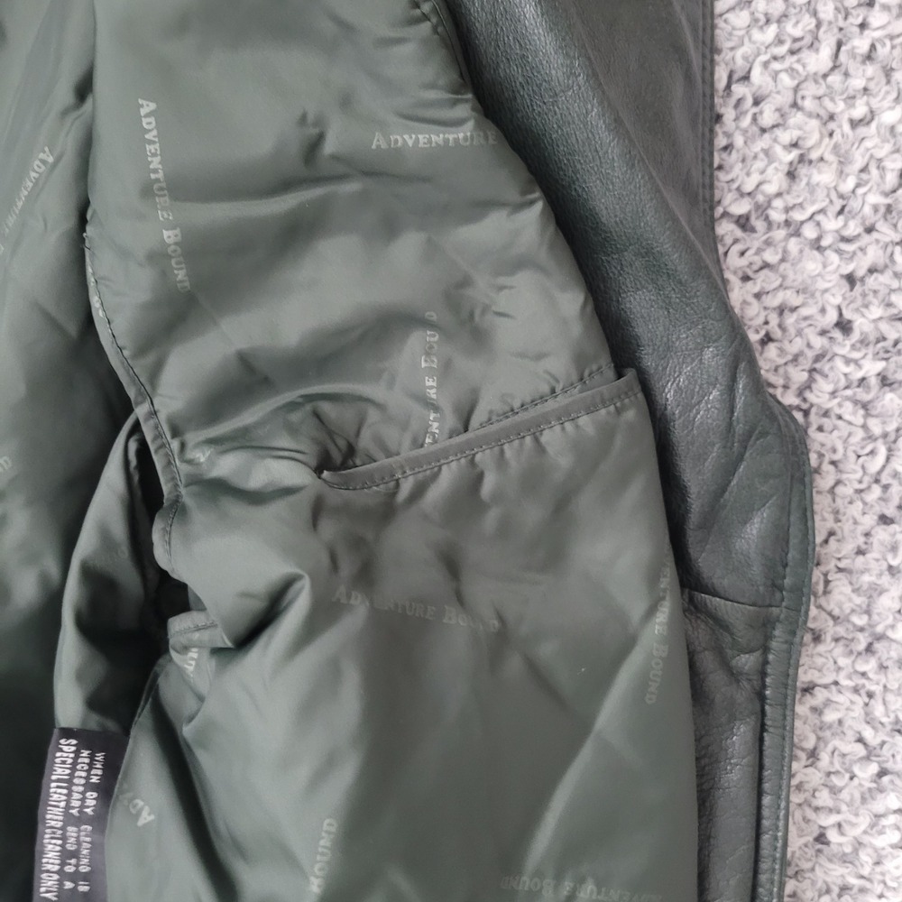 Vintage Adventure Bound Wilson's dark green leather bomber jacket thinsulate‎ - Picture 13 of 16